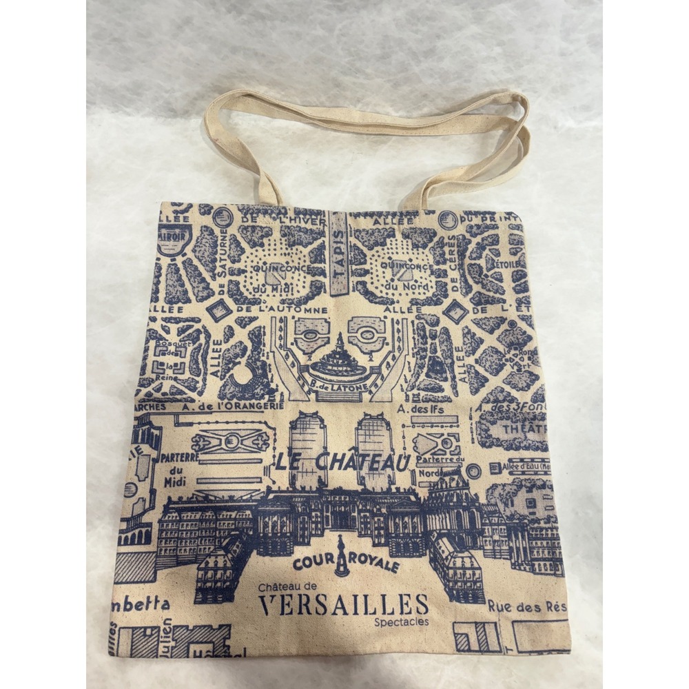 Chateau de Versailles Spectacles Organic Cotton Tote Bag Blue Map Print Cream